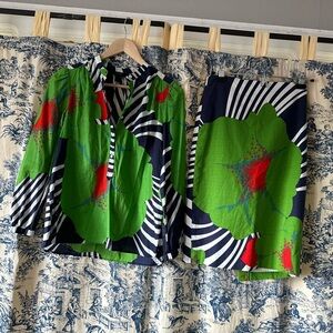 J. Crew 100% cotton matching set floral with stripes